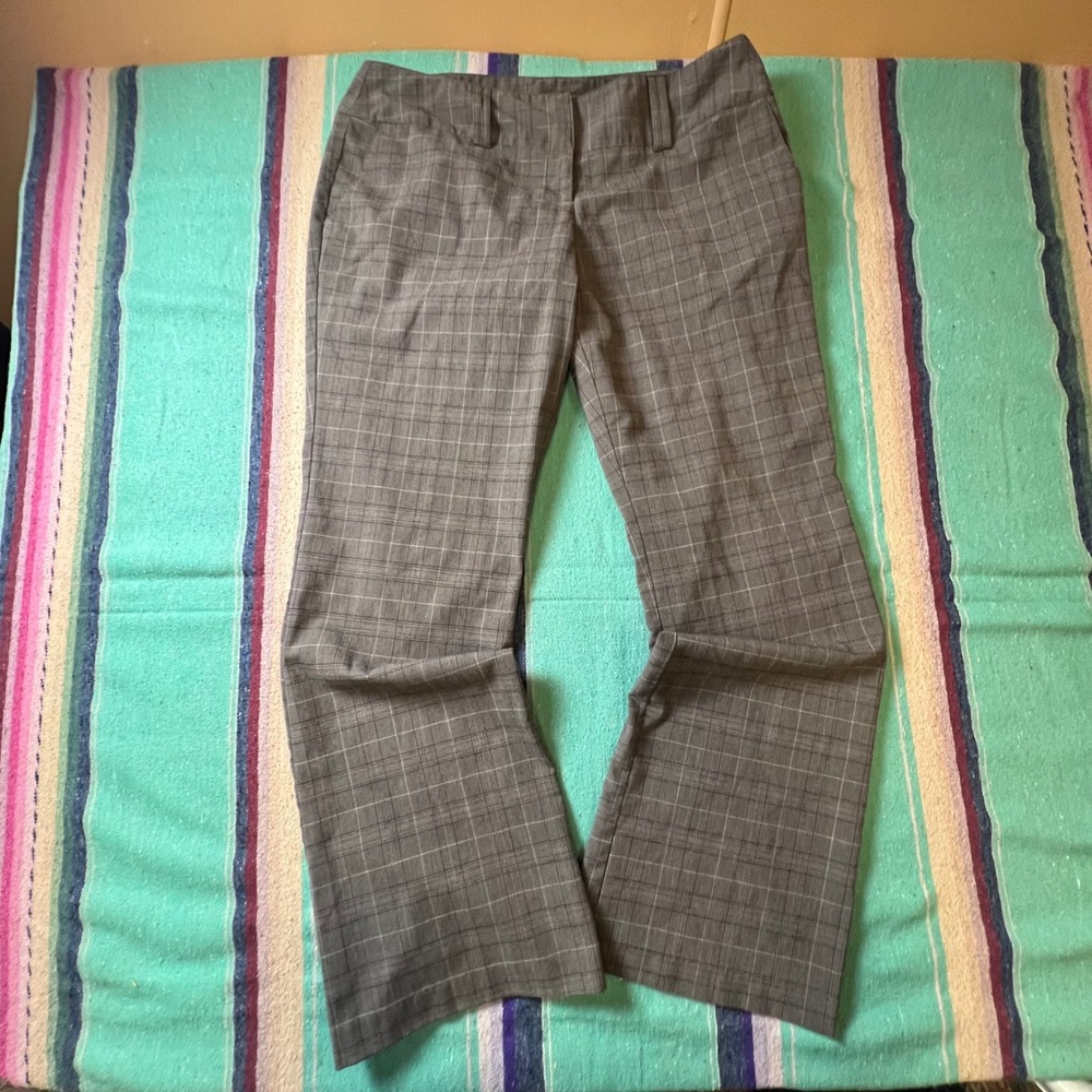No Boundaries Plaid Pants Juniors 15 Brown Red Bootcut Dress Trousers Workwear